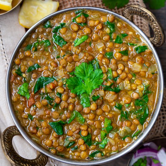 Whole Masoor Dal Palak