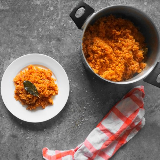 Jollof Rice Cooked in Spicy Tomato