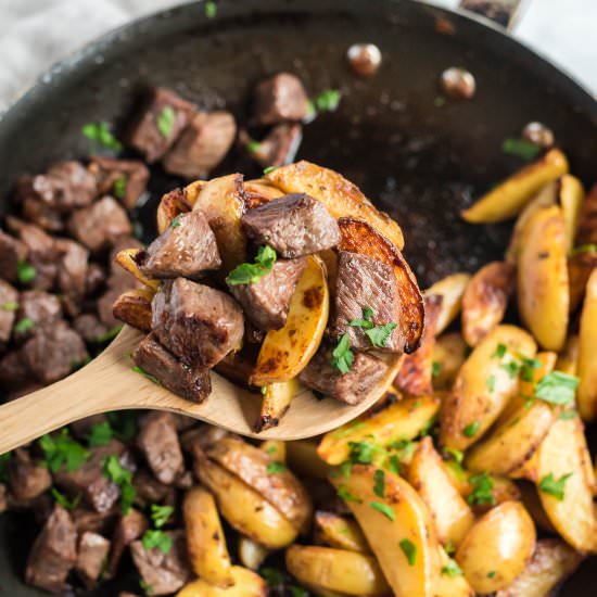 One Pot Steak and Potato Bites