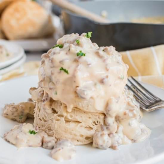 Sausage Gravy and Biscuits