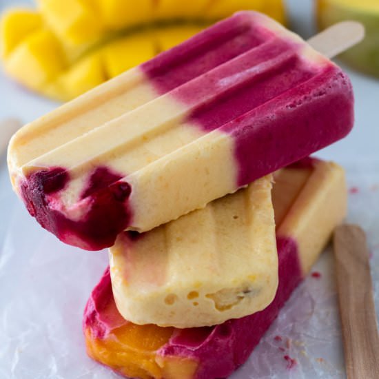 Mango Raspberry Popsicles