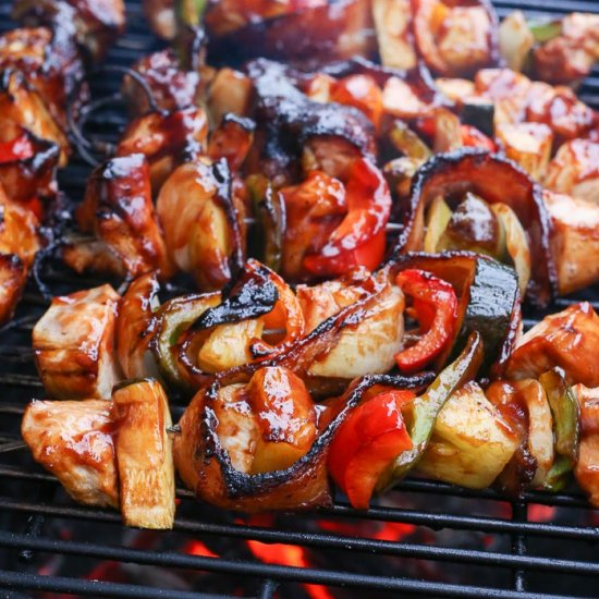 BBQ Bacon Pineapple Chicken Kabobs