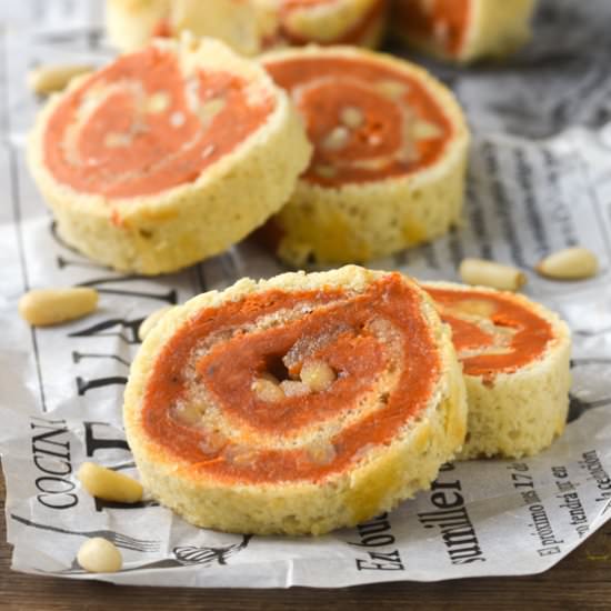 Sobrasada, honey and pine nut rolls