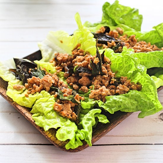 Pork Larb Basil Lettuce Wrap