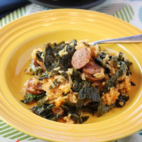 Rice with Andouille and Kale