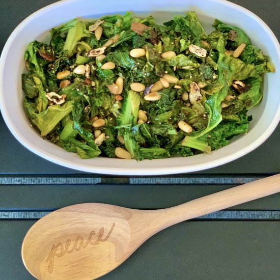 Garlic Lemon Kale With Pine Nuts