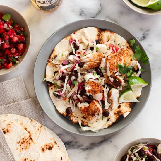 Fish Tacos with Southwestern Slaw