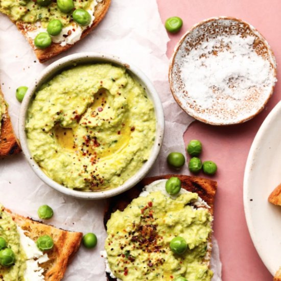 Goat Cheese and Pea Toasts