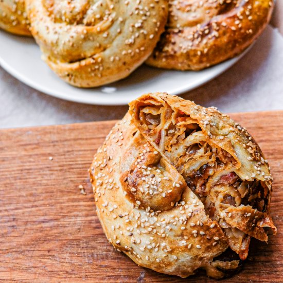 Roasted Cabbage Phyllo Rolls