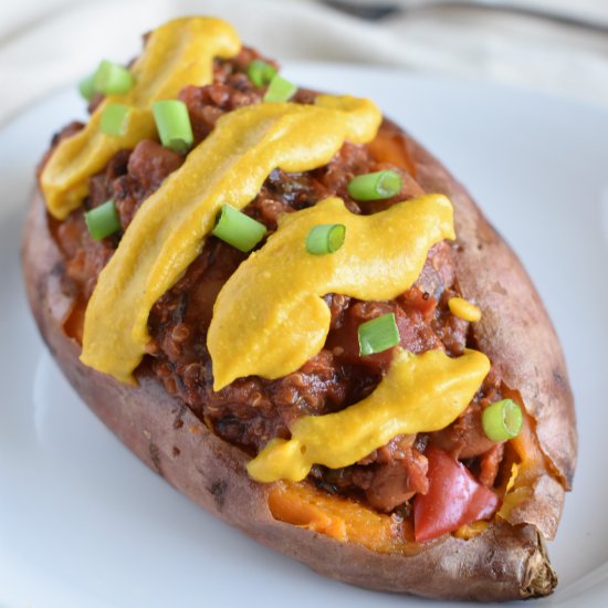 Vegan Chili Stuffed Sweet Potatoes