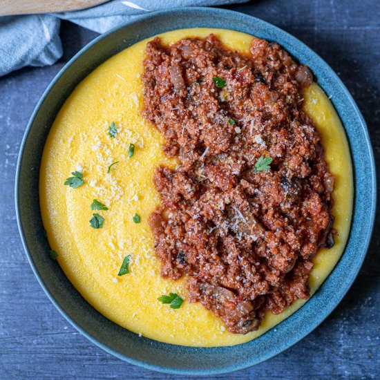 Creamy Polenta with Vegan Ragu