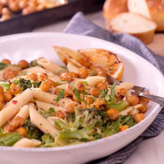 Lemon Penne with Crispy Chickpeas