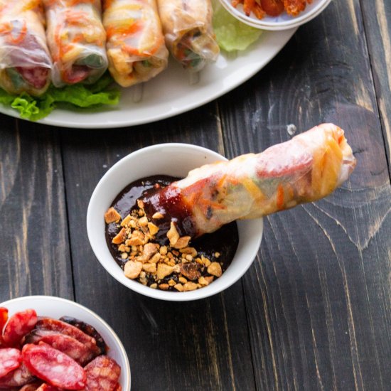 Rice Paper Rolls with Egg & Sausage