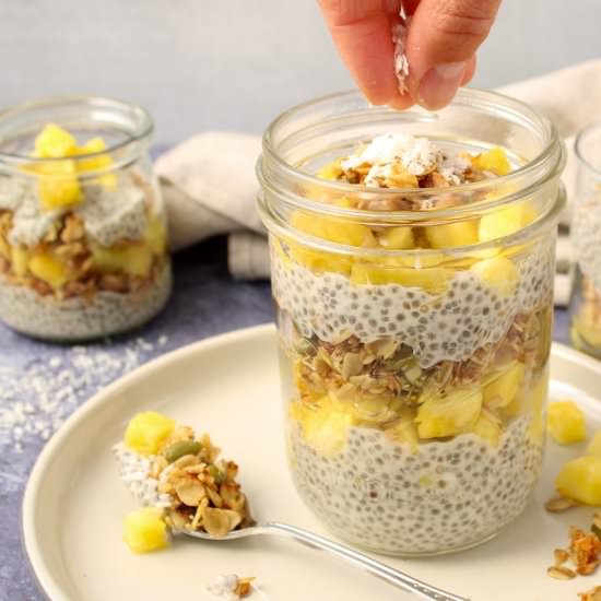 Coconut pineapple chia parfait