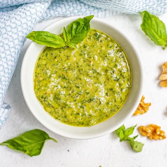 Homemade basil pesto