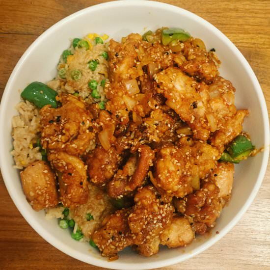 Sesame Chicken With Egg Fried Rice