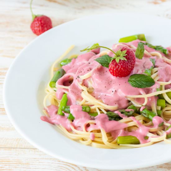 Strawberry Pasta with Asparagus