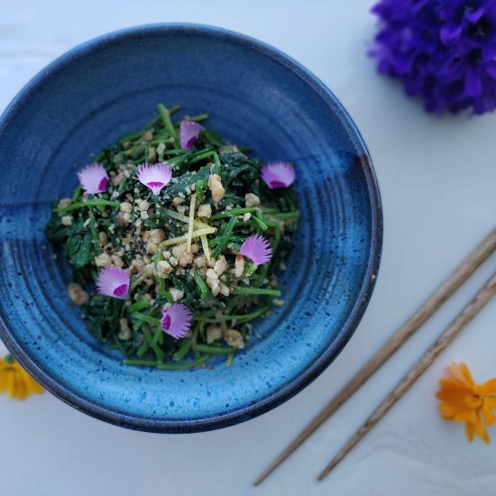 Spinach with Walnut Miso Sauce