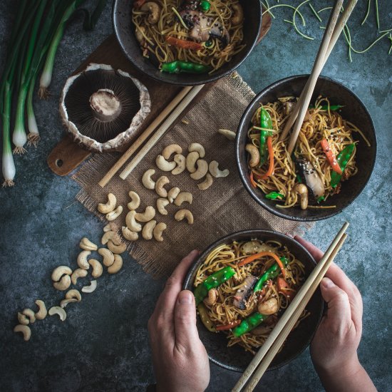 Asian style noodle stirfry