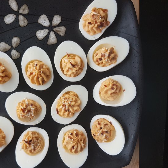 Spicy Asian Deviled Eggs