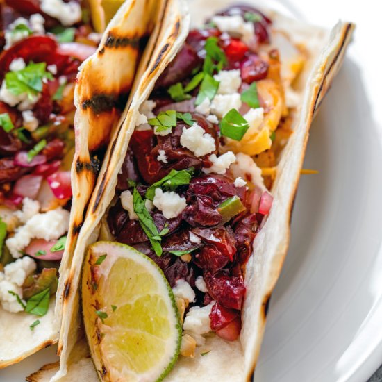 Grilled Cod Tacos with Cherry Salsa