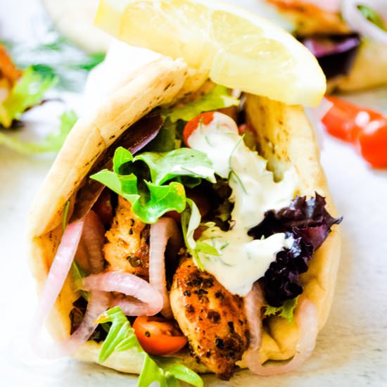 Greek Chicken Gyros with Tzatziki