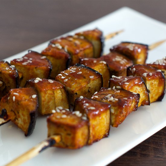 Honey/Soy Glazed Aubergine Skewers