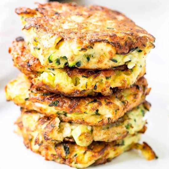 Zucchini feta fritters