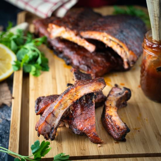 Aaron Franklin style smoked ribs