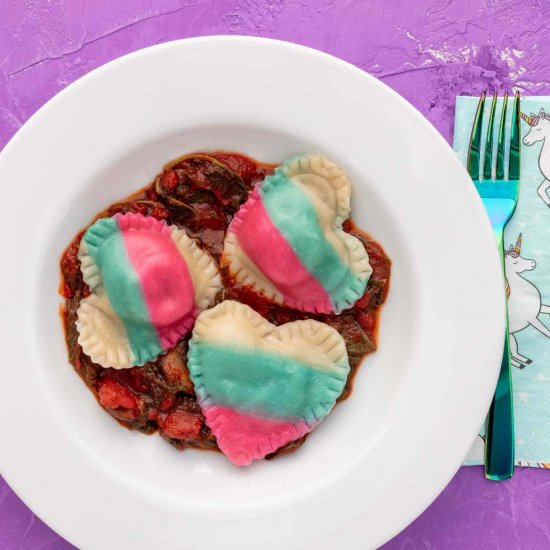 Vegan Trans Pride Ravioli