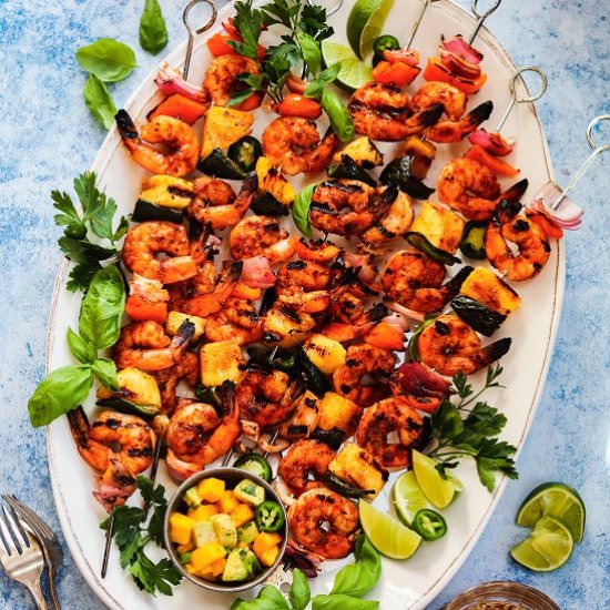 spicy adobo shrimp skewers