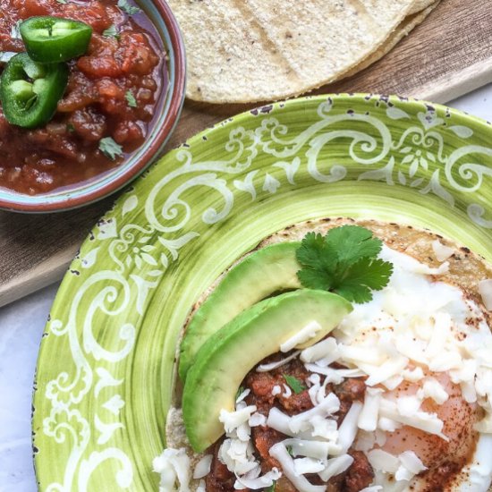 Huevos Rancheros with Refried Beans