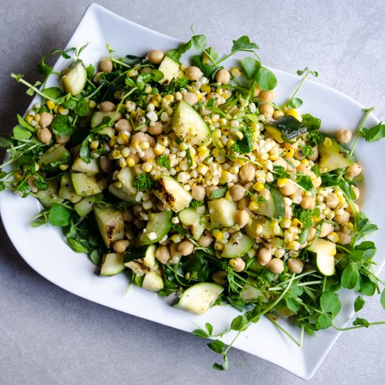 Zucchini, Corn & Pea Shoot Salad