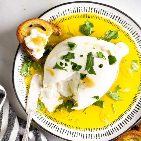 BURRATA WITH GARLIC OLIVE OIL