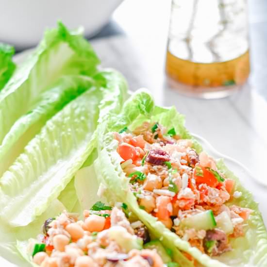 Mediterranean Chickpea Lettuce Wrap