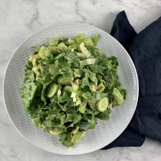 ROMAINE AVOCADO SALAD + VEGAN CAESA