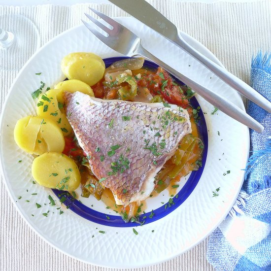 Baked Fish with Sherry-Vegetables