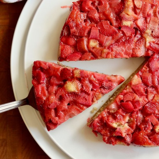 Vegan Strawberry Rhubarb Cake!