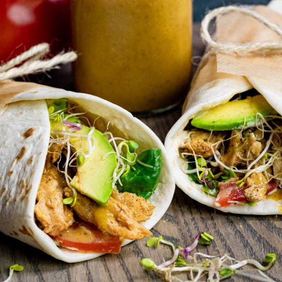 Vegan Honey Mustard Chicken Wraps