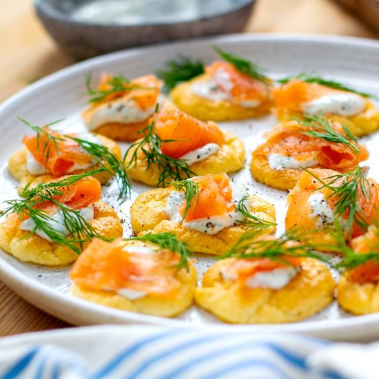 Cloud Bread Blinis & Smoked Salmon