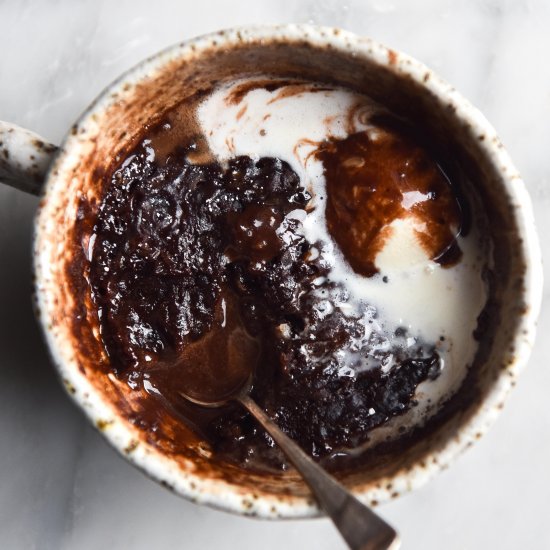 Vegan, gluten free choc mug cake