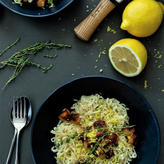 Lemon Pasta with Scallops & Ricotta