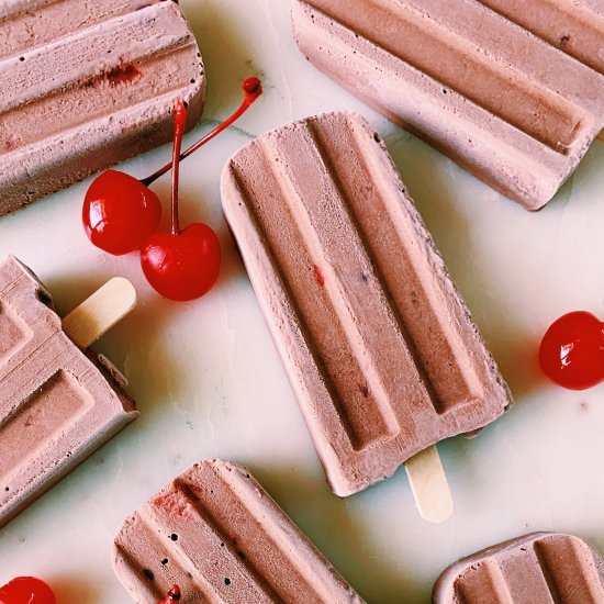 Cherry Fudgsicles with Greek Yogurt