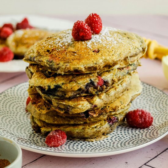 Vegan chia berry pancakes