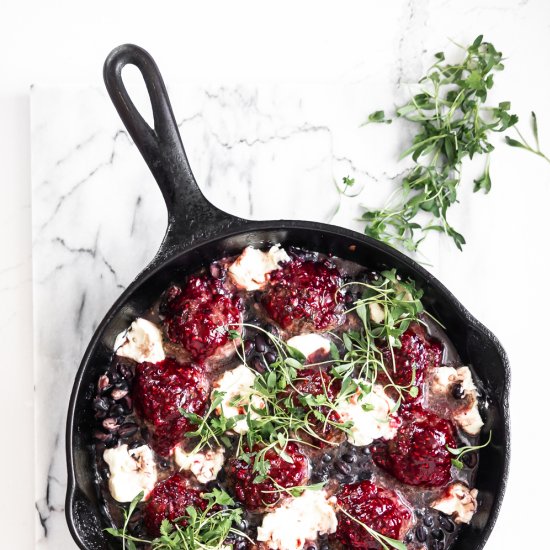 Raspberry Black Bean Meatball Bake