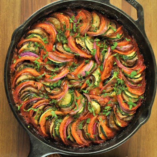 Layered cheesy ratatouille