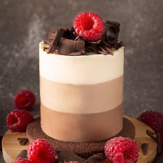 Simple Triple Chocolate Mousse Cake