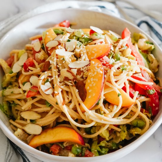 Chilled Tahini Noodles with Peaches