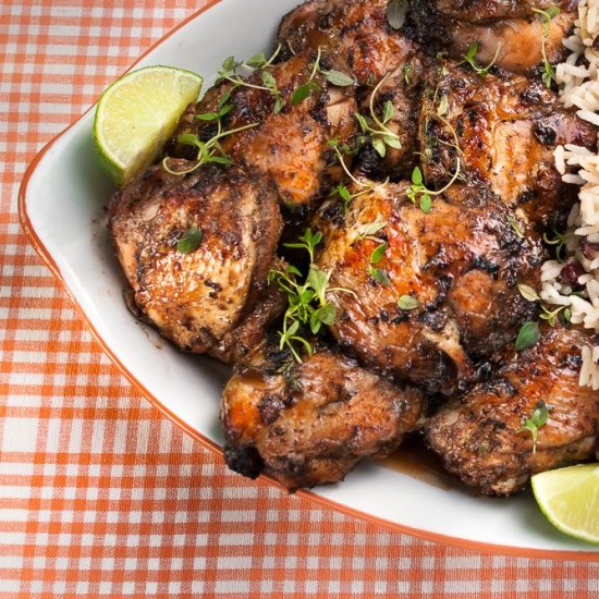 Jerk Chicken with Rice and Peas