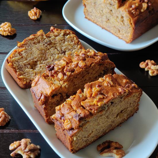 Banana Walnut Bread Eggless Vegan